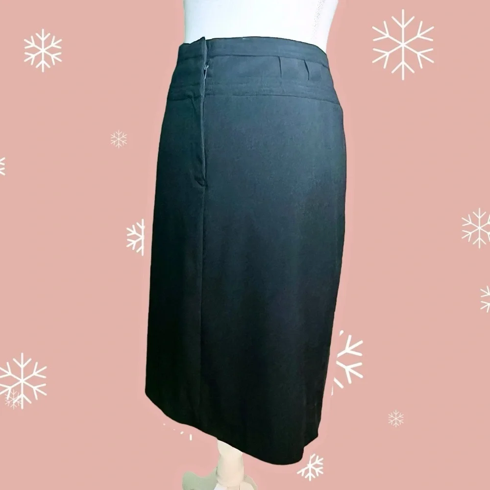Sandro Sportswear Black Midi Pencil Skirt With Zip Fly & Belt Loops Size 12